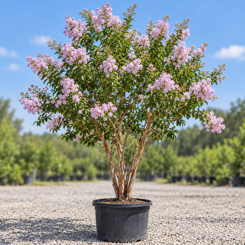 Muskogee crape myrtle in a nursery container